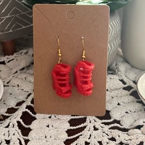 *3 for $20* Red Studded Bow Sandal Barbie Shoe Earrings